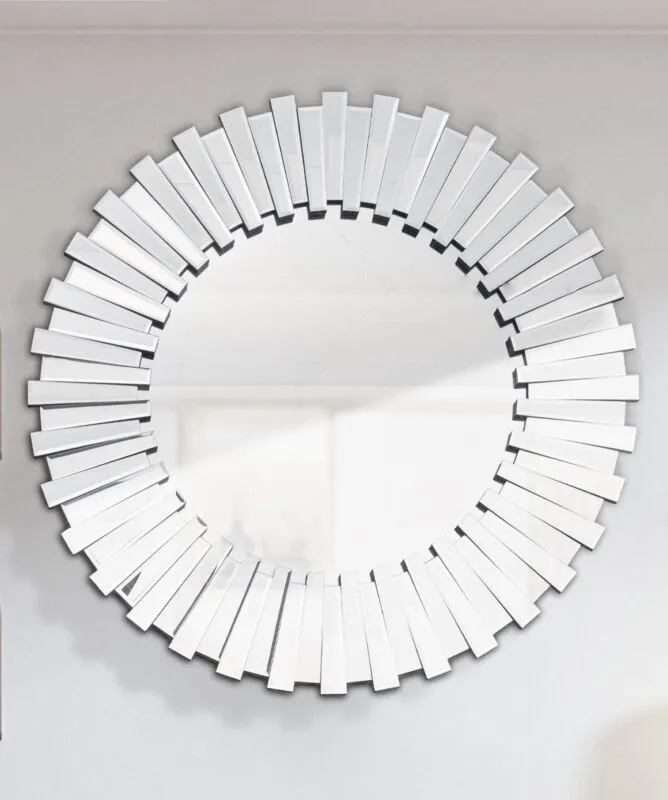 Comfy Living Ltd Modern 3D Sunburst Round Mirror 60cm in Silver