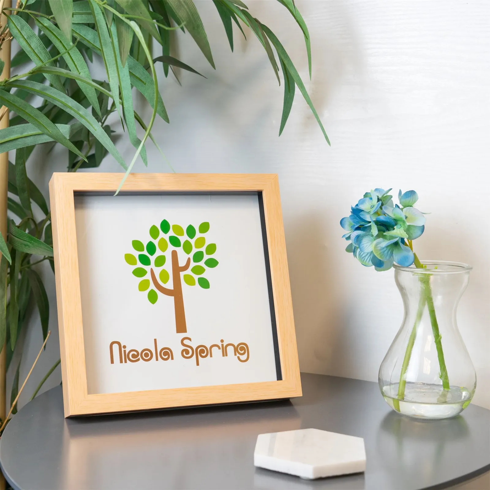 Nicola Spring 3D Box Photo Frames - 8 x 8" - Pack of 2 in Light Brown 6