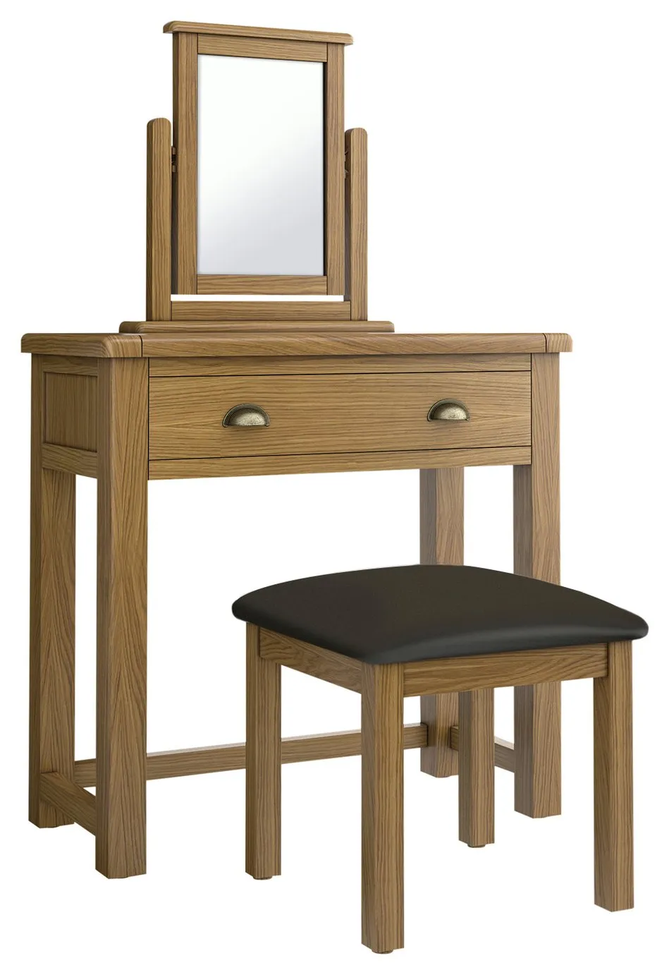 Habitat Kent 1Drw Dressing Table, Stool, Mirror - Oak