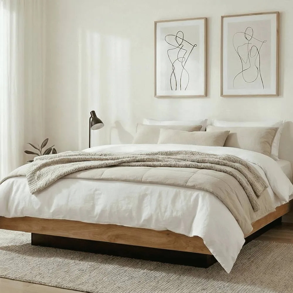 Nöa and Nani Koping Double 4ft6 Gas Lift Ottoman Bed with Storage in Natural Pine in Brown 2