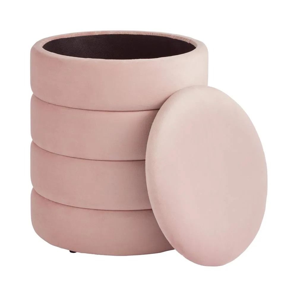 GFW Klara Velvet Storage Stool in Pink 3