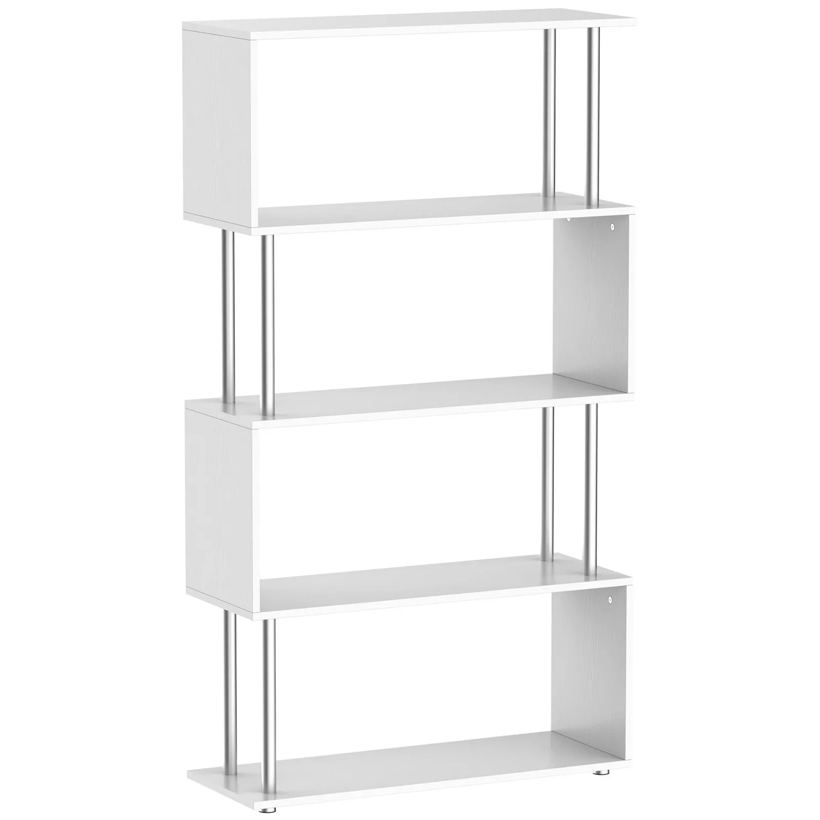 HOMCOM Wooden Storage Display Unit Bookshelf Bookcase Dividers S Shaped in White 2
