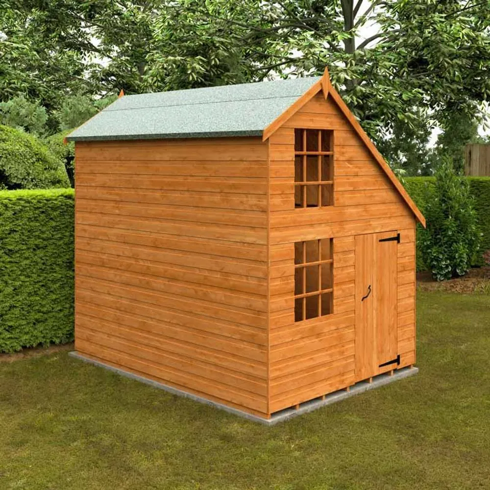 Buttercup Farm 8 x 6 Feet Clubhouse 12mm Shed - Solid Wood/Softwood/Pine in Burnt Orange 4