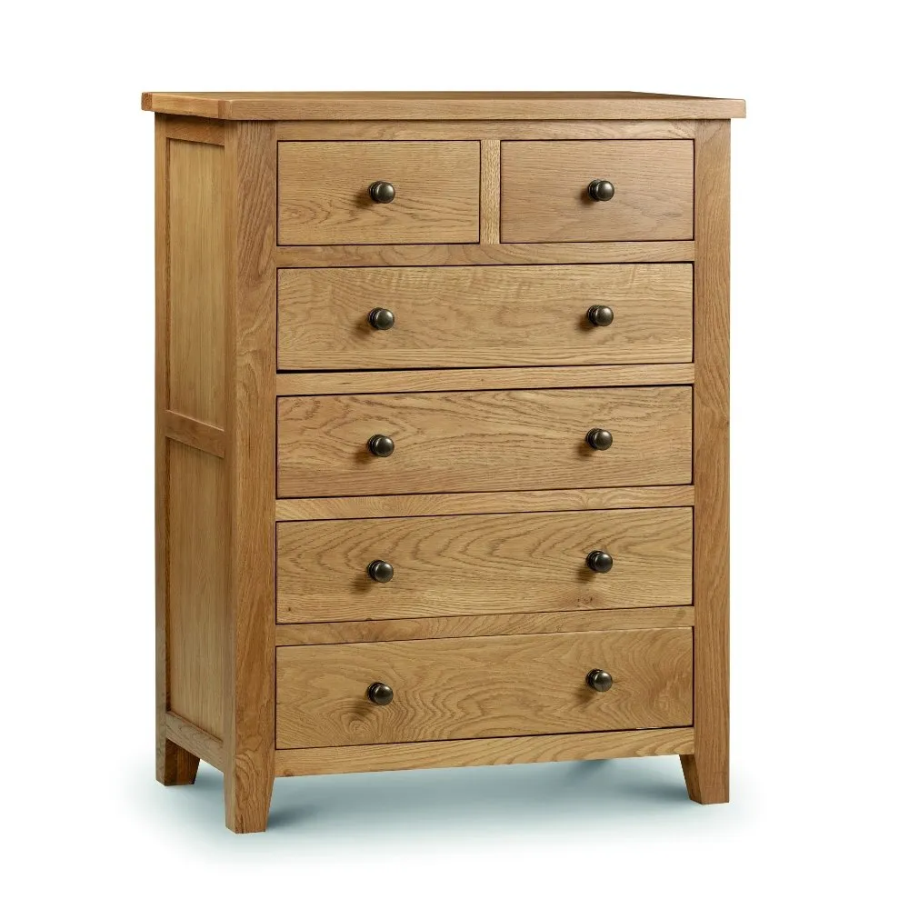 Marlborough - 4 + 2 Drawer Chest - Oak - Wooden - Happy Beds 1