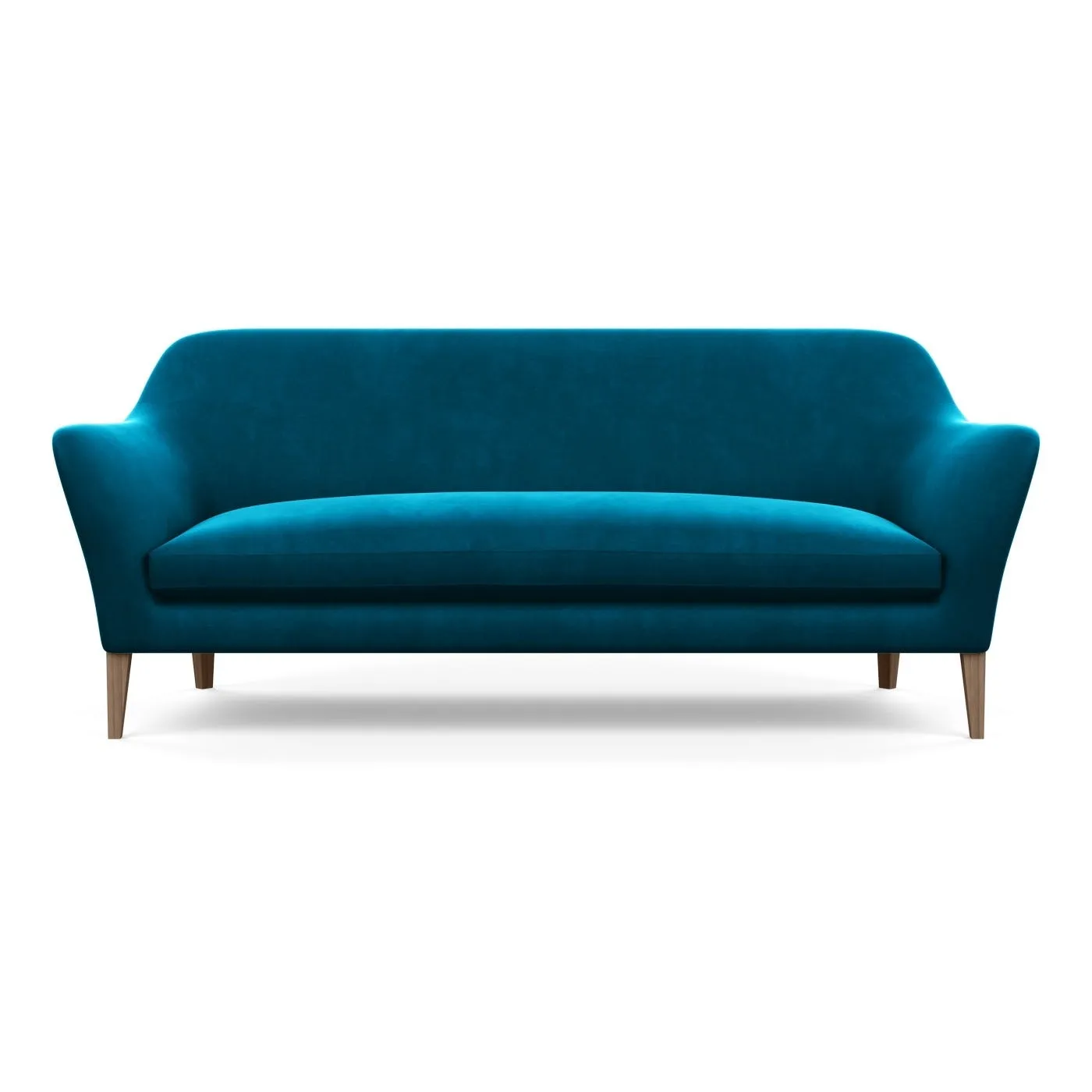 Heal's Wallis 4 Seater Sofa Velvet Teal Walnut Feet 2