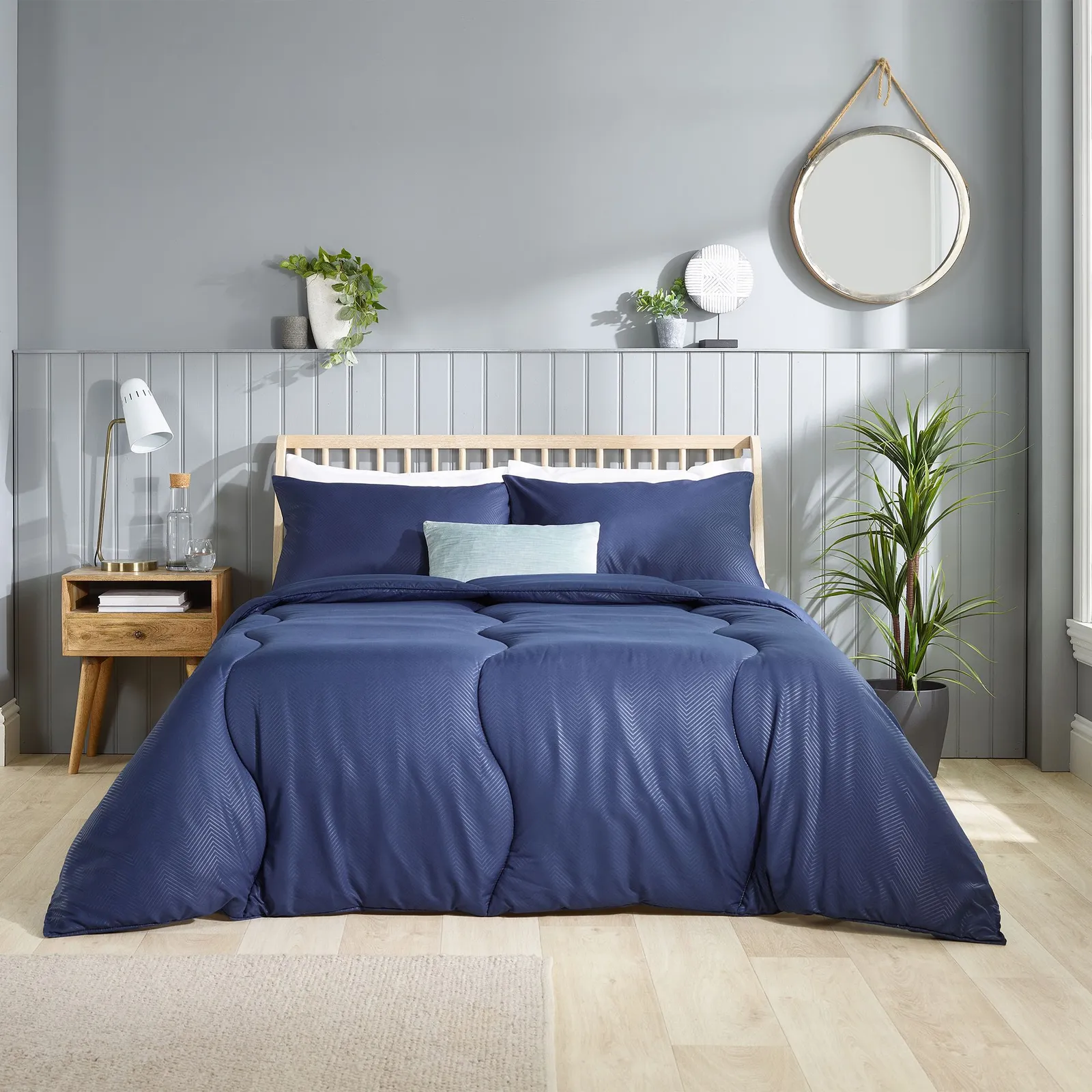Slumberdown Coverless Comfort Herringbone Navy 10.5 Tog Duvet