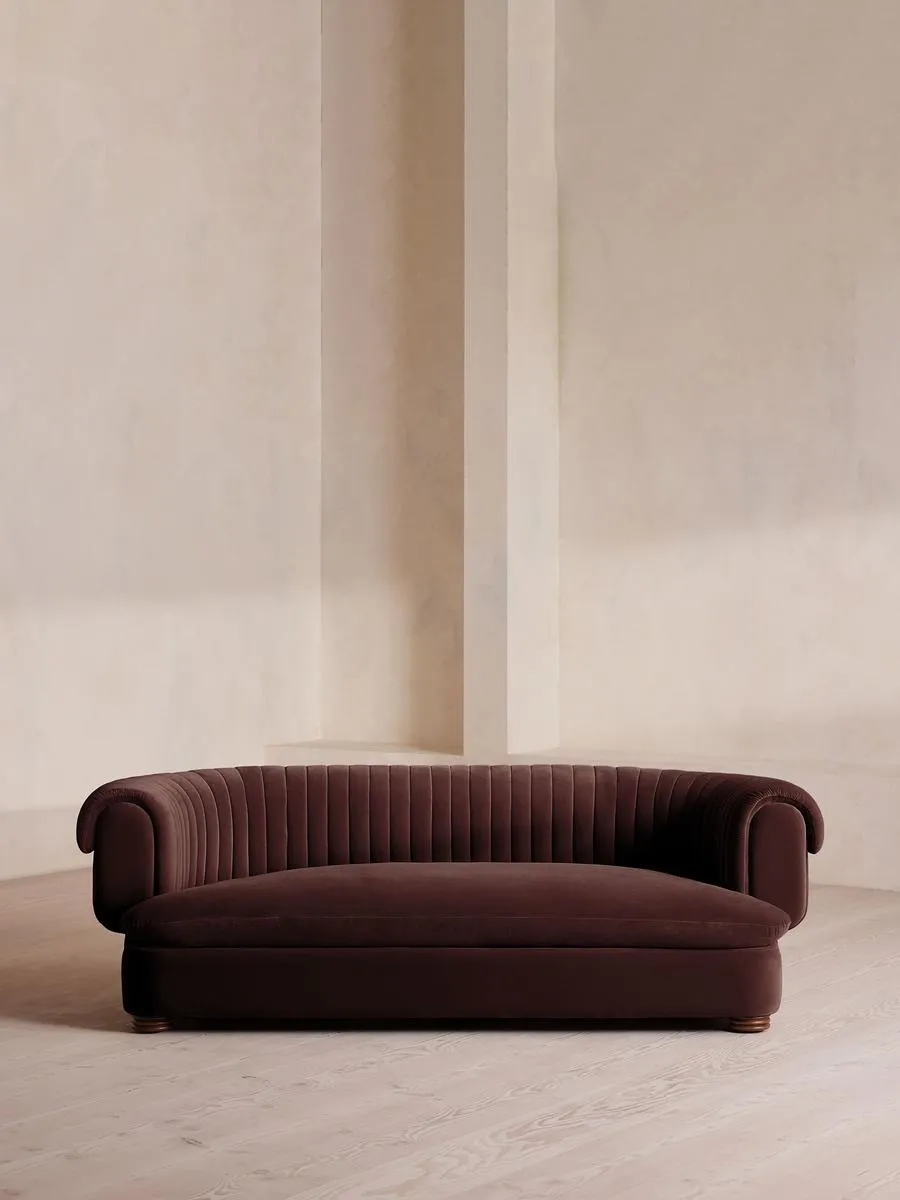 Rava Three Seater Sofa, Velvet, Aubergine