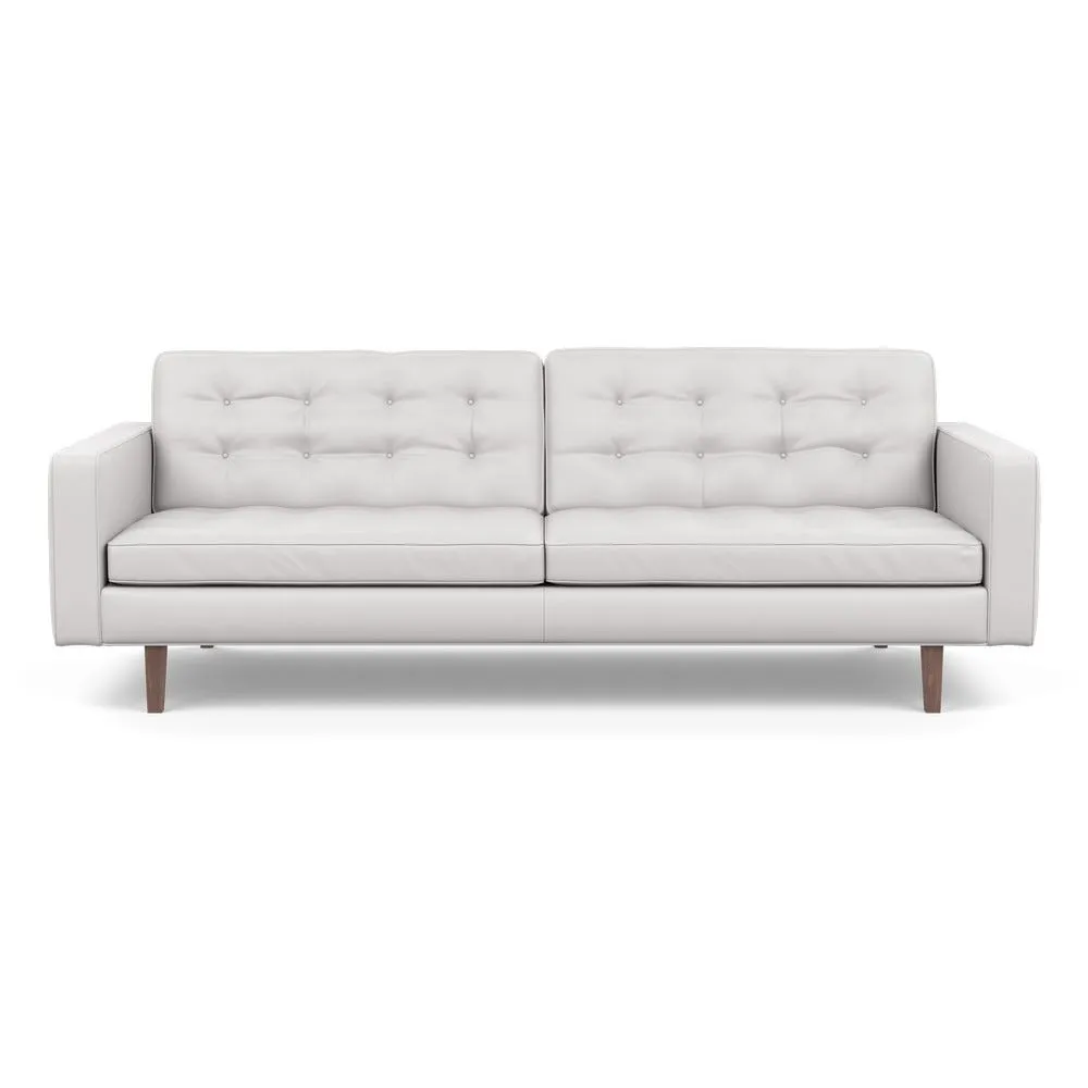 Heal's Hepburn 4 Seater Sofa Leather Grain White 000 Walnut Feet 1