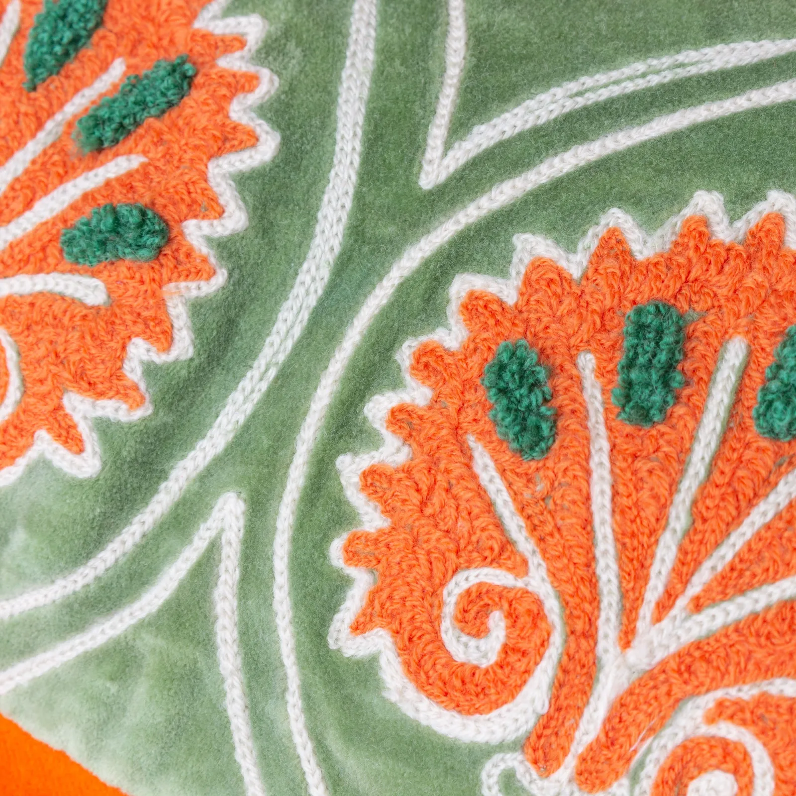 Paoletti Casa Abstract Embroidered Cushion in Green 5