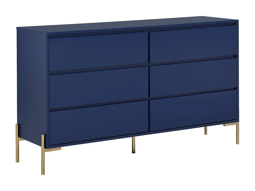 Vente-unique 6-Drawer Chest Of Drawers - MDF & Metal - Gloss Blue & Gold 4