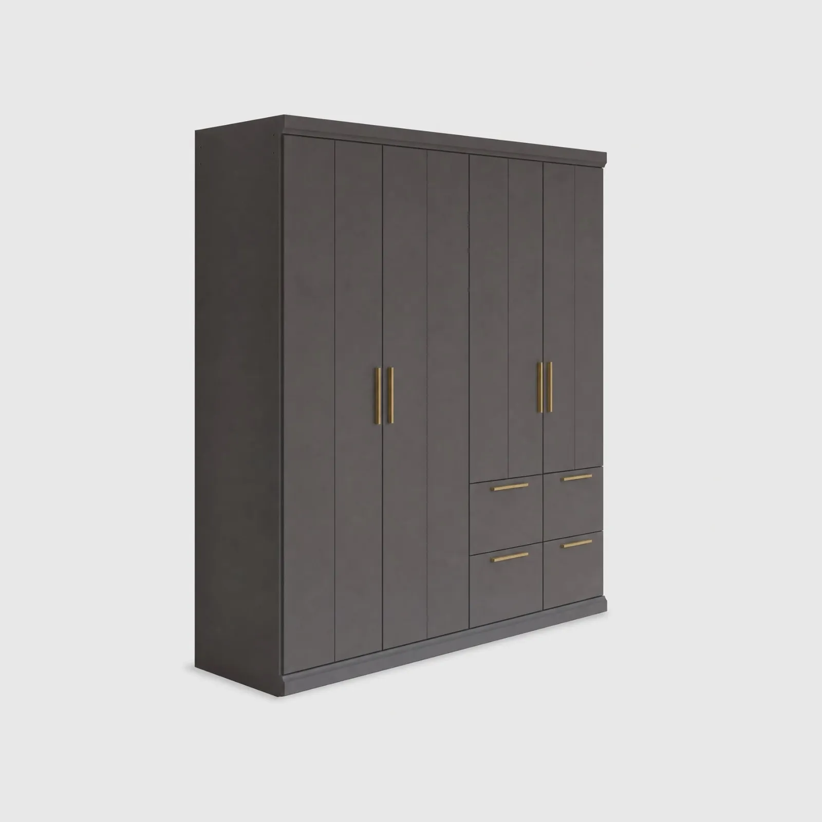 Malham 4 Door Hinged Wardrobe 181X203Cm With Cornice, Grey Wood | Barker & Stonehouse