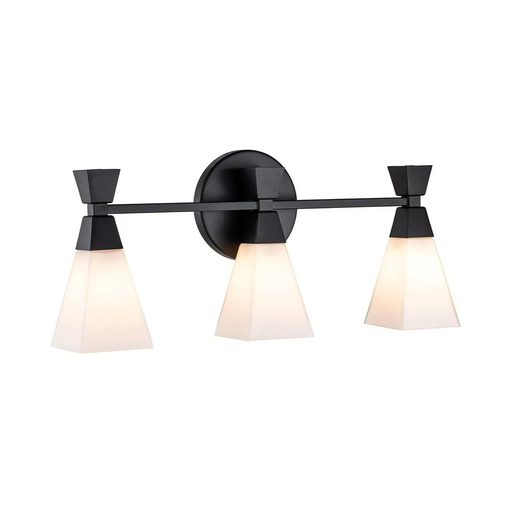 Netlighting Bowtie 3 Light Bathroom Wall Lamp Matte Black IP44