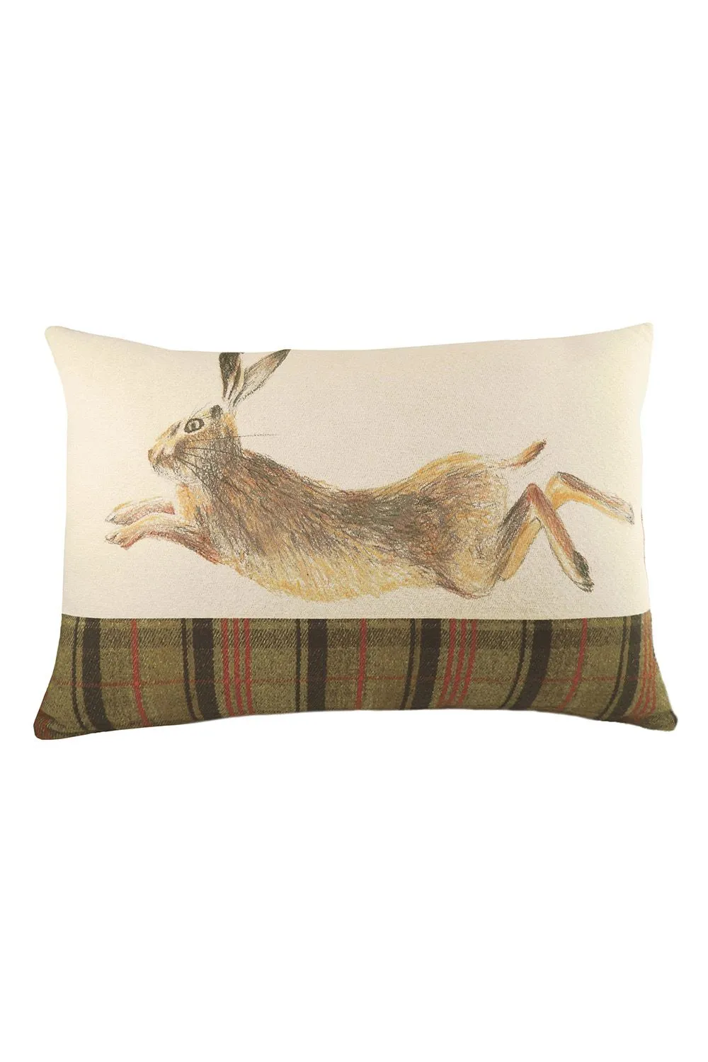 Evans Lichfield Hunter Leaping Hare Hand-Painted Watercolour Printed Cushion
