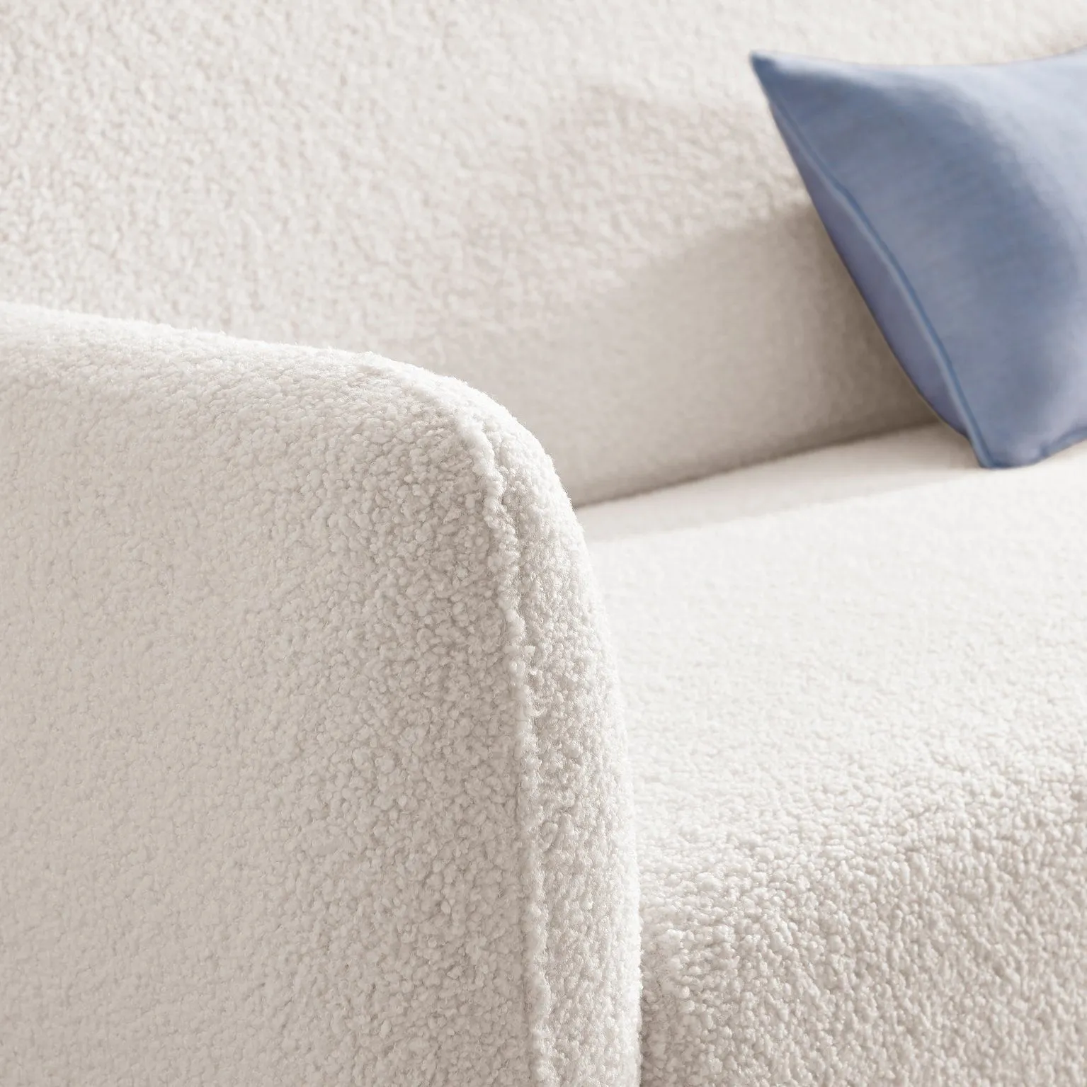 FurnitureboxUK Teddy Soft Boucle Fleece Retro Sofa In A Box in White 5