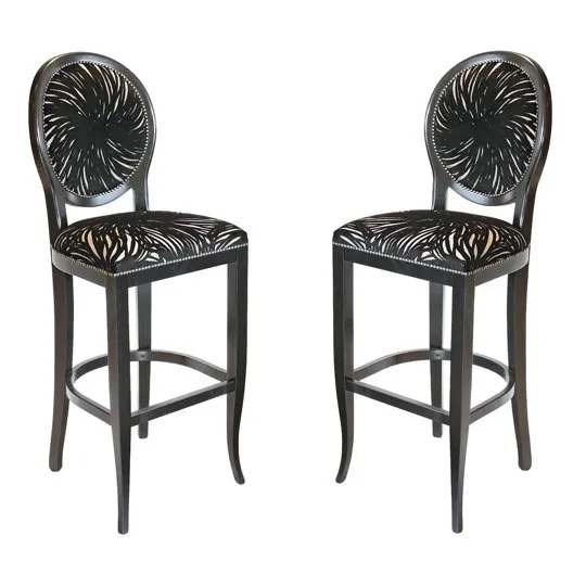 Adelaide Black Fabric Bar Stool In Pair