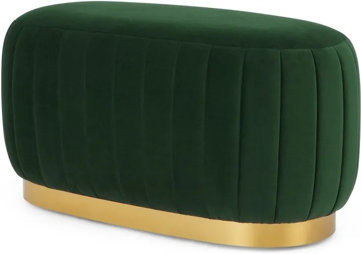 Adie Oblong Brass Base Pouffe, Pine Green Velvet
