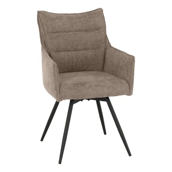 Lewis Set of 2 Carver Swivel Dining Chairs, Fabric 4
