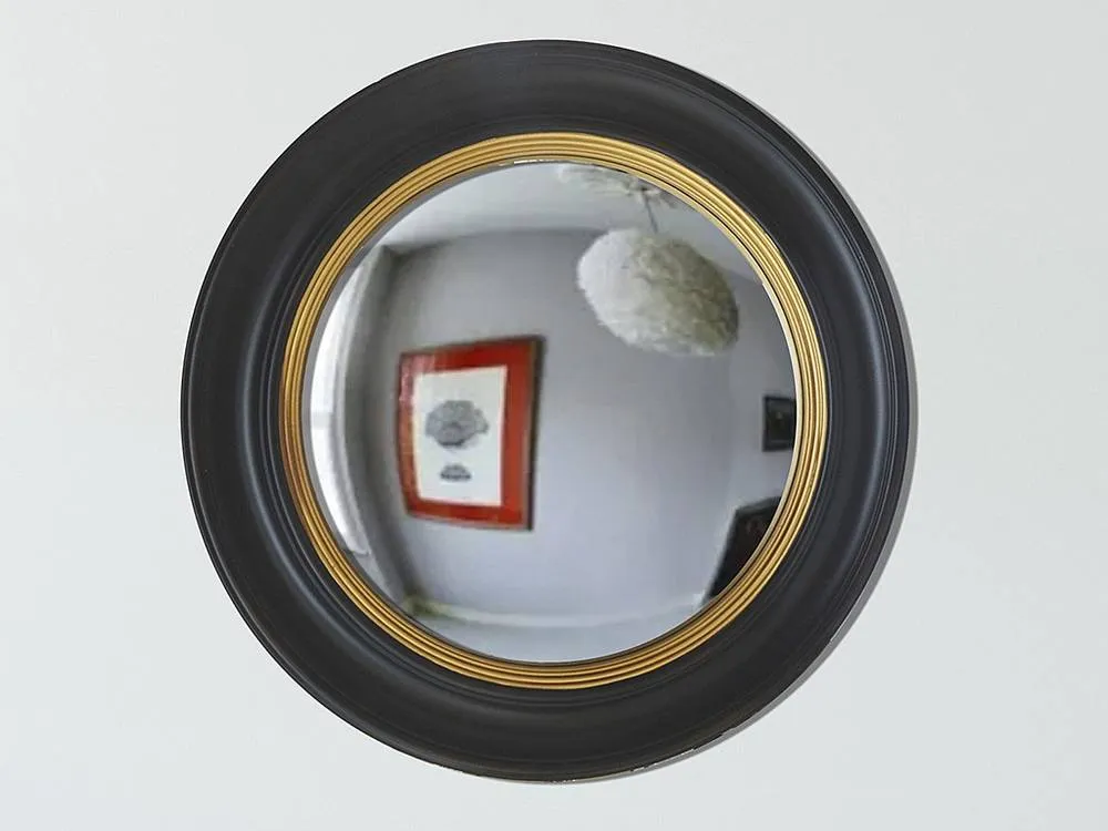Vente-unique Witch Mirror In Paulownia Wood - D. 66 Cm - Black & Gold Brass