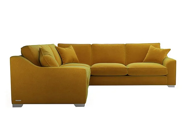 Isobel Large Fabric Corner Fibre Fill Sofa - Golden Spice with Chrome Feet