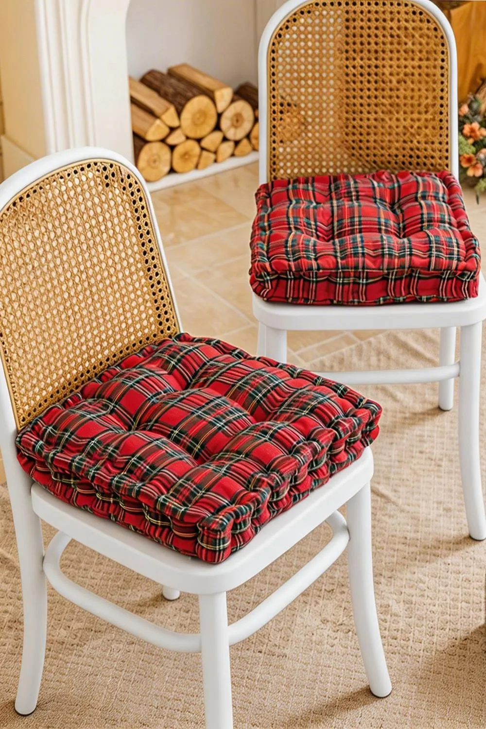 Living and Home Classic Checkered Decorative Chair Cushion in Red