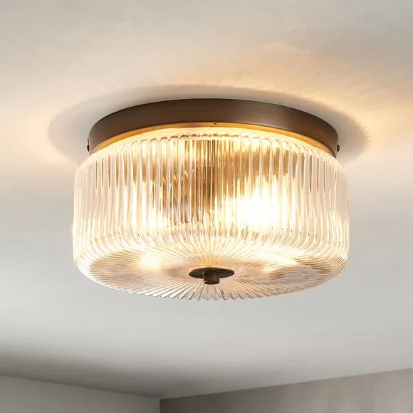 Tobias Ribbed Bathroom Flush Ceiling Light