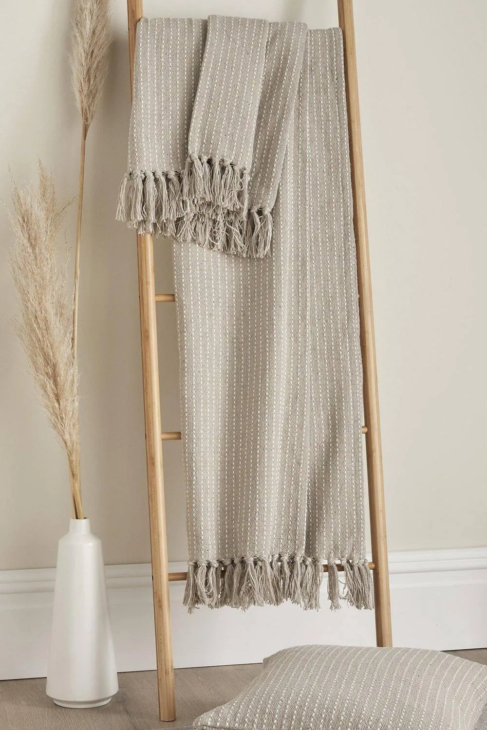 Drift Home 'Quinn' Subtle Woven Stripe Throw in Natural