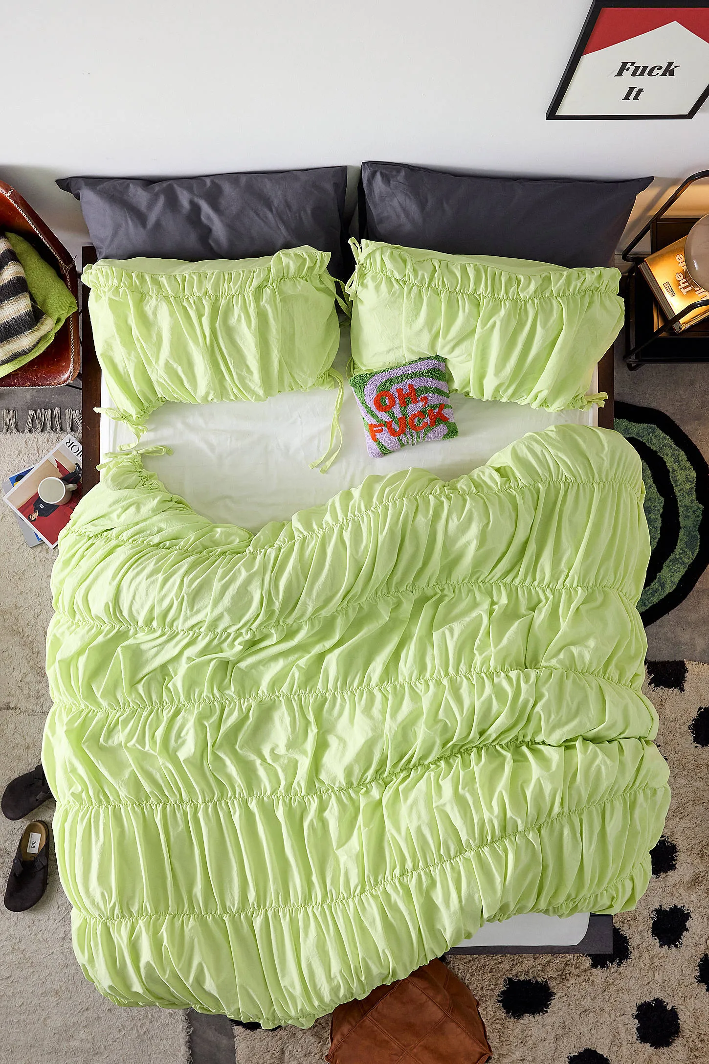 Cinched Duvet Set - Lime