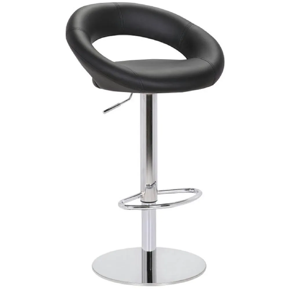 netfurniture Soren Deluxe Bar Stool Padded Seat Weighted Base Chrome Frame in Black 2