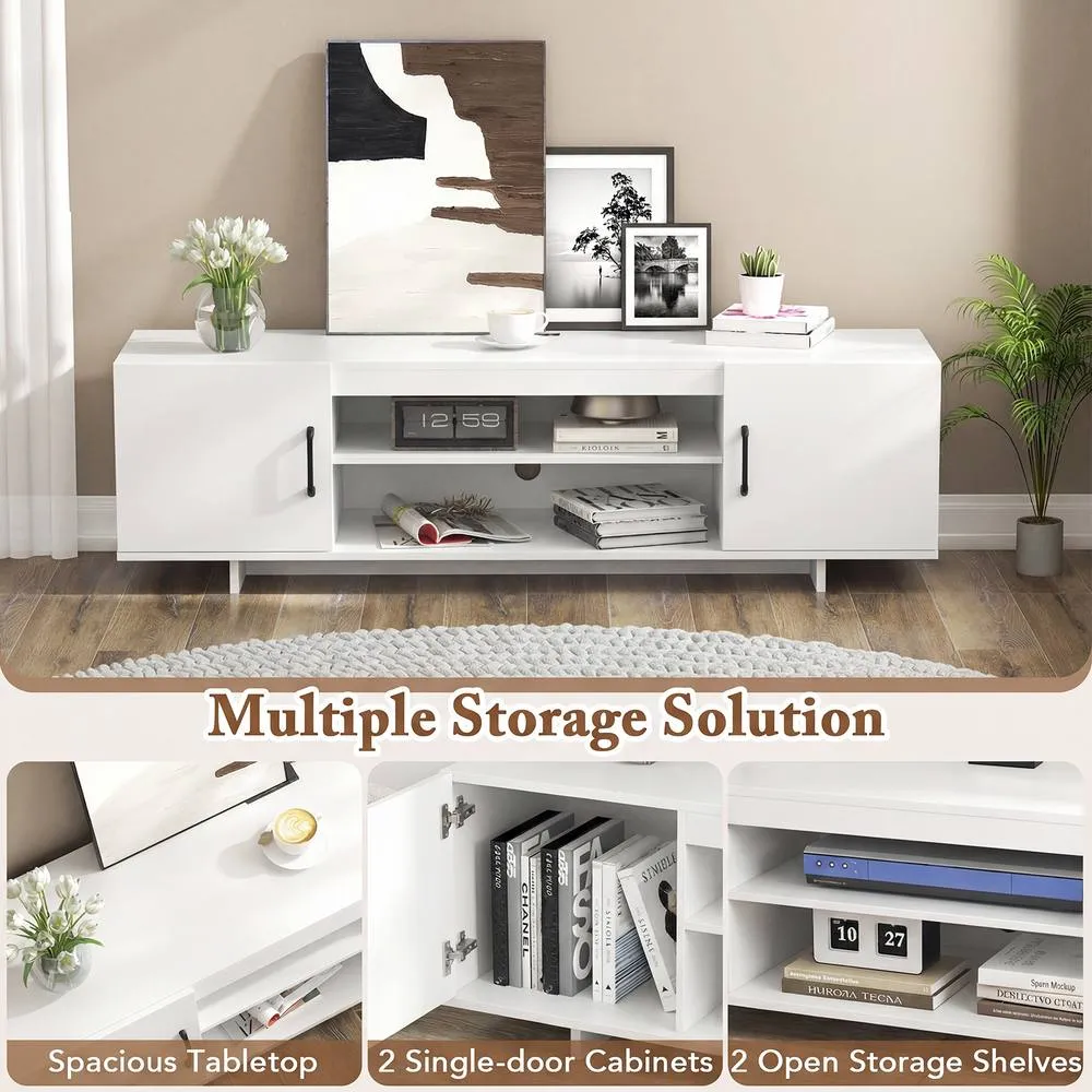 Costway TV Stand for TVs up to 70" 152 cm Entertainment Center w/ Power Outlet in White 5
