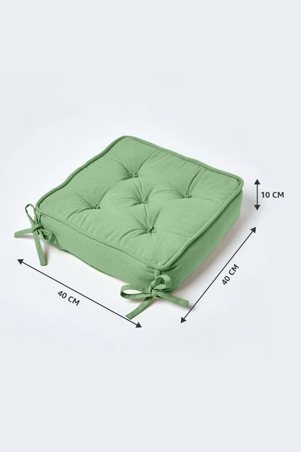 Homescapes Cotton Dining Chair Booster Cushion in Dark Green 2