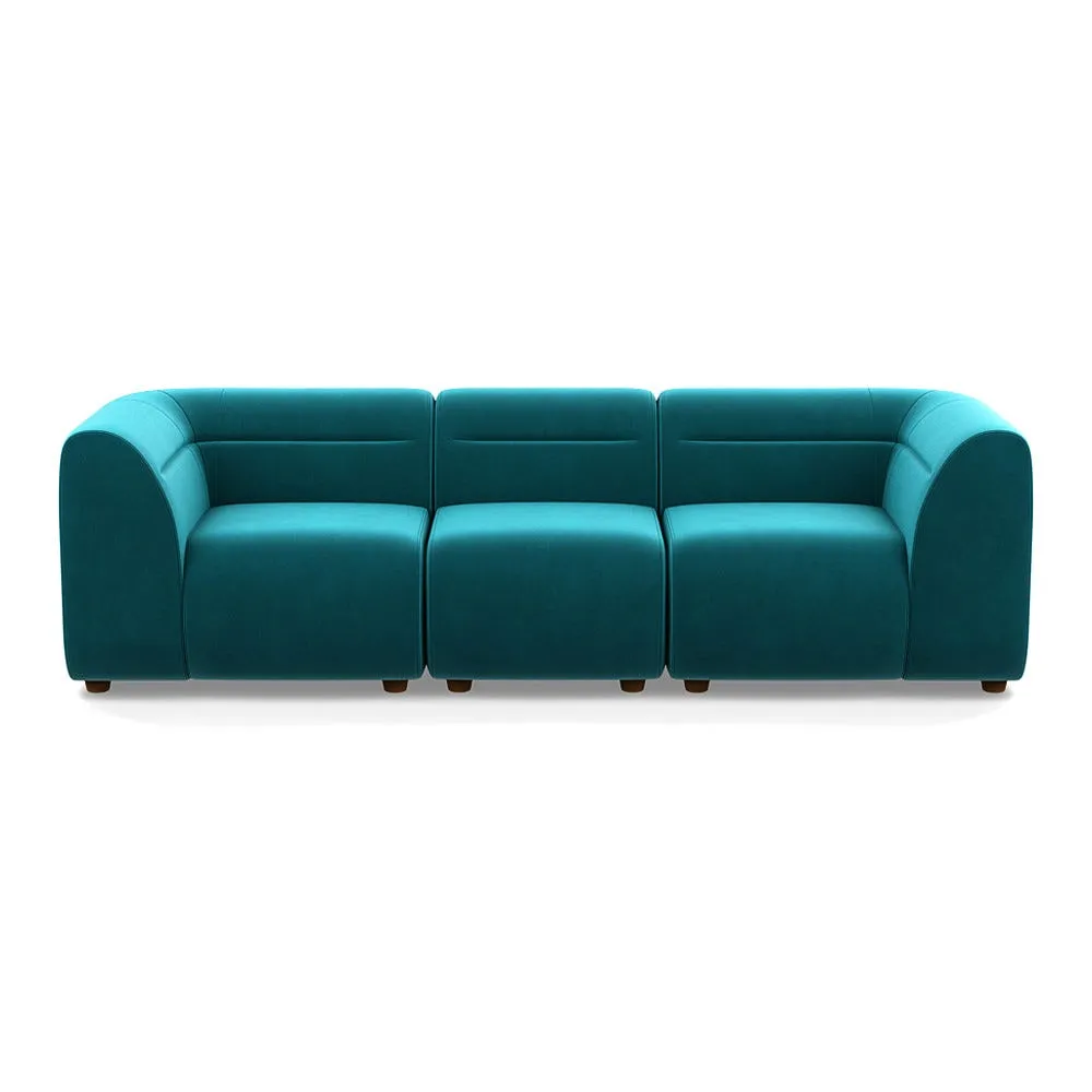 Heal's Lilli 3 Seater Sofa Smart Velvet Petrol Natural Beech Feet