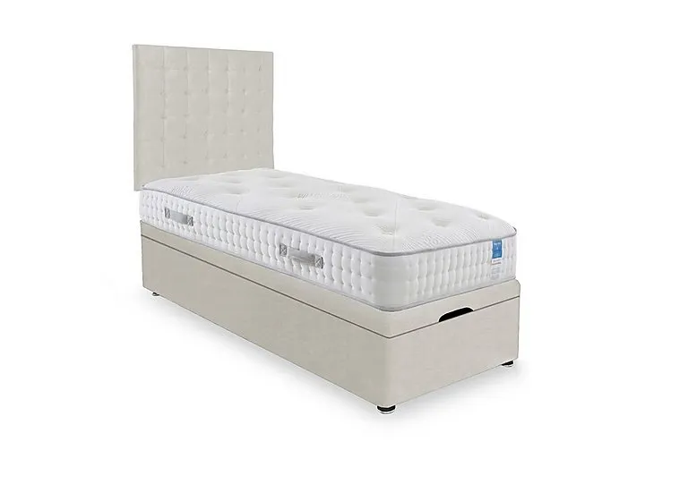 Ergo Deluxe End Lift Ottoman Divan Set - Small Single - Plush Ecru