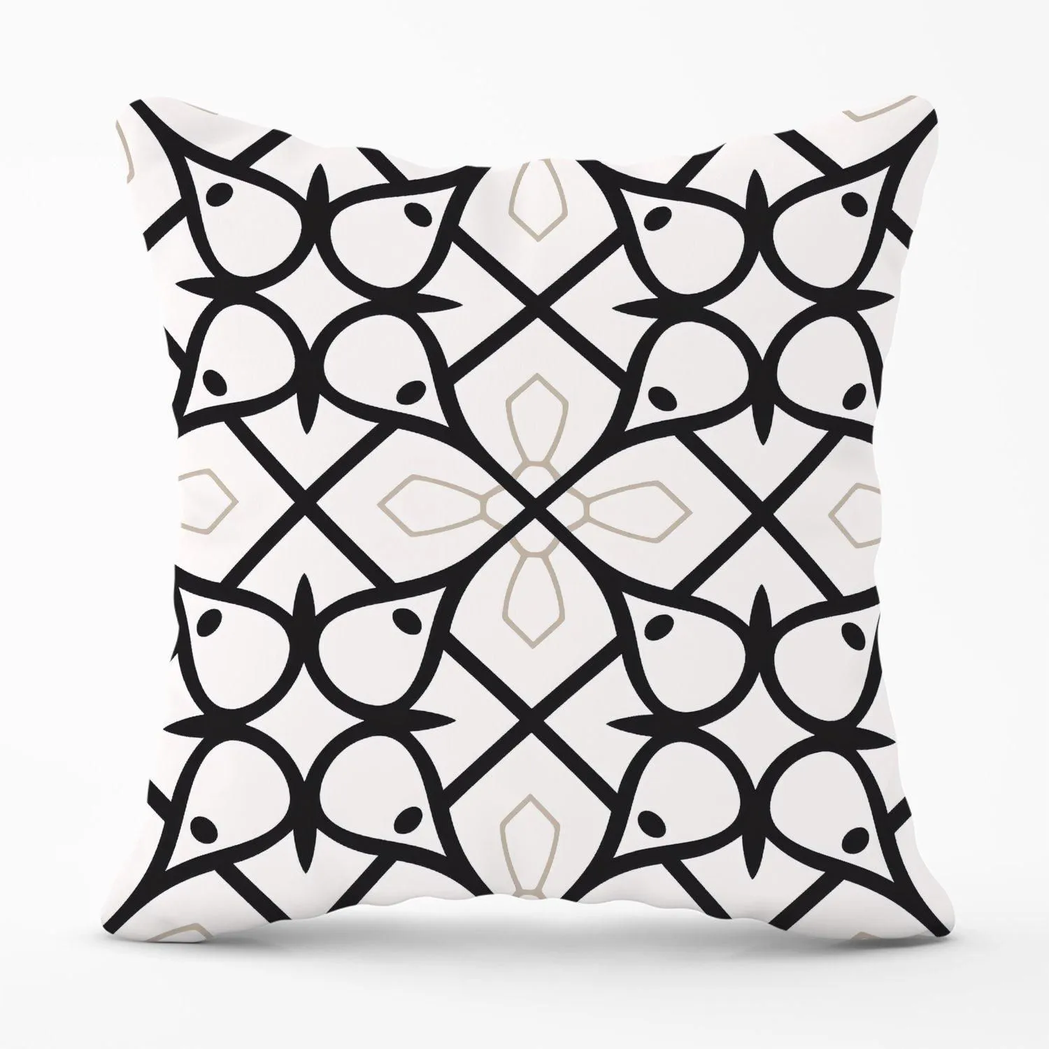 Warren Reed - Designer Arabic Style Pattern Outdoor Cushion in Black