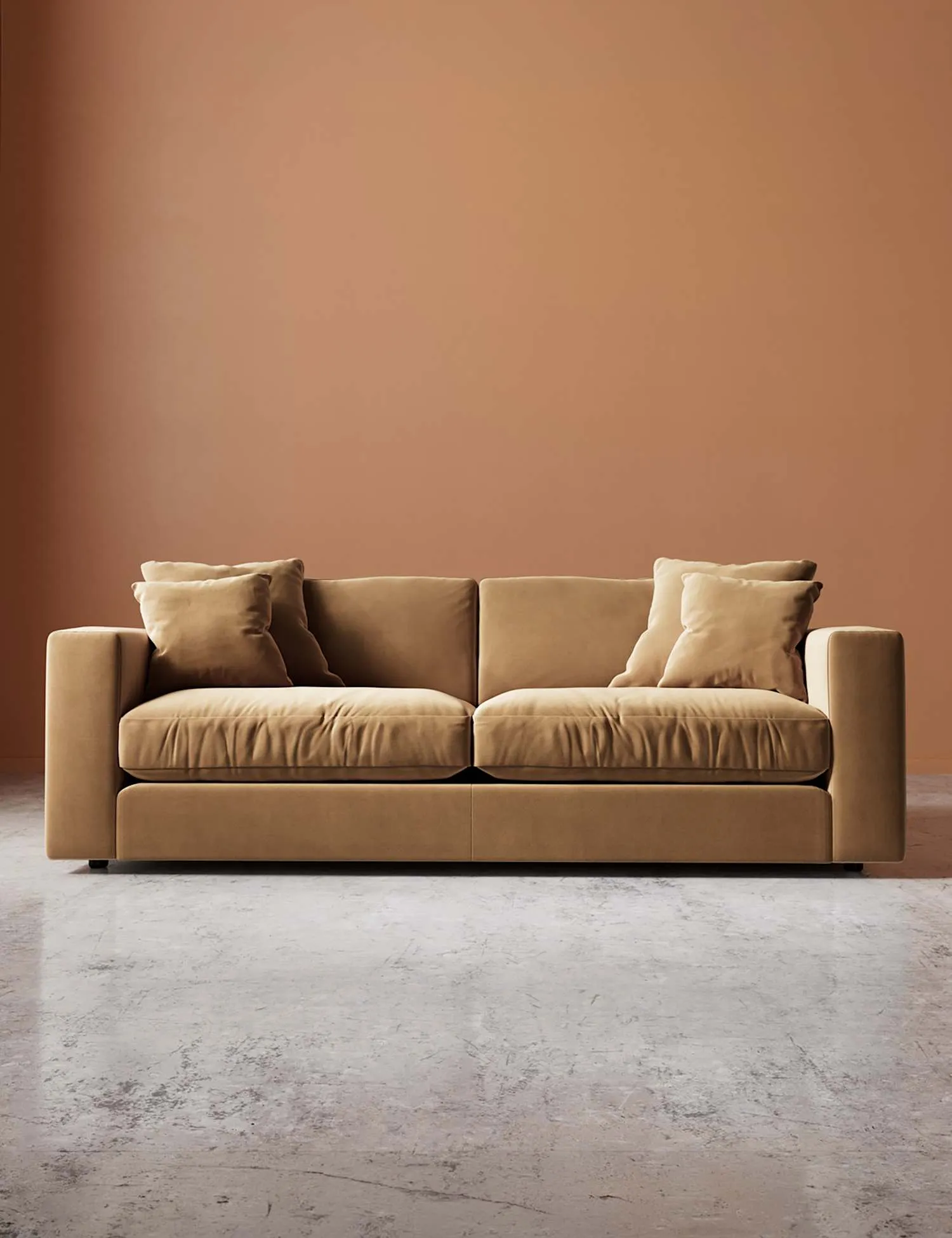 Swoon Easy Velvet 3 Seater Sofa Tan