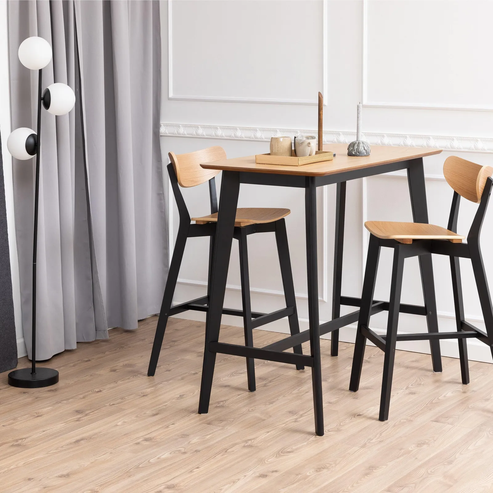 Furniture To Go Roxby Bar Stool, Black & Oak Set of 2 4