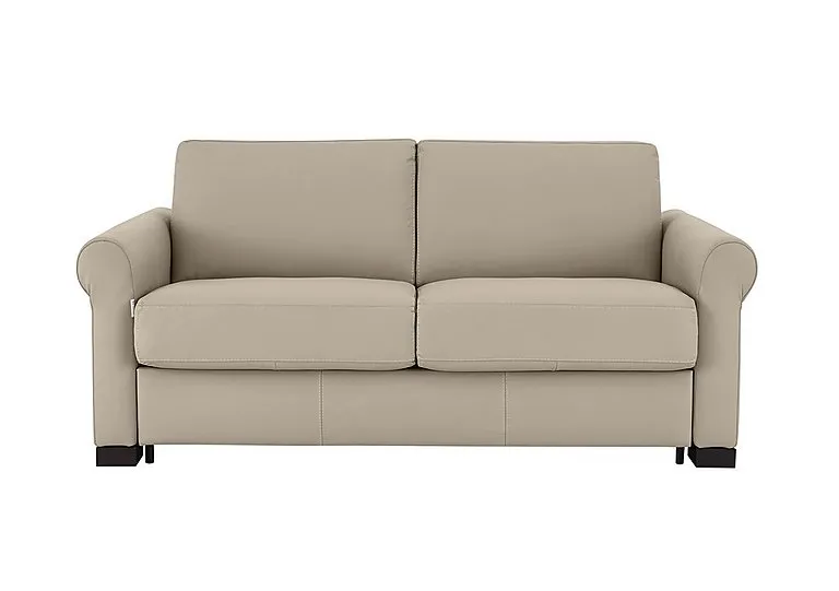 Alcova 2 Seater Leather Sofa Bed with Scroll Arms - Torello Fango