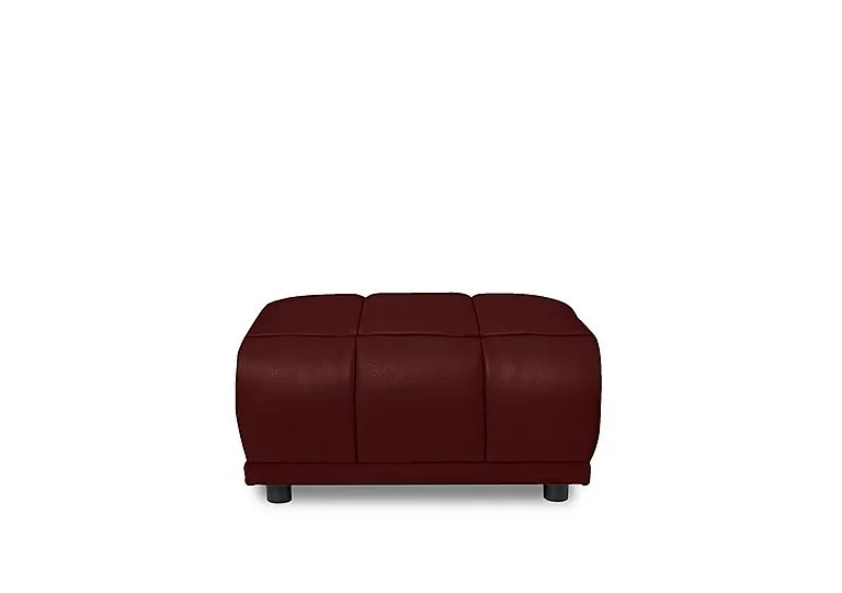 Cube Leather Large Footstool - Montana Ruby