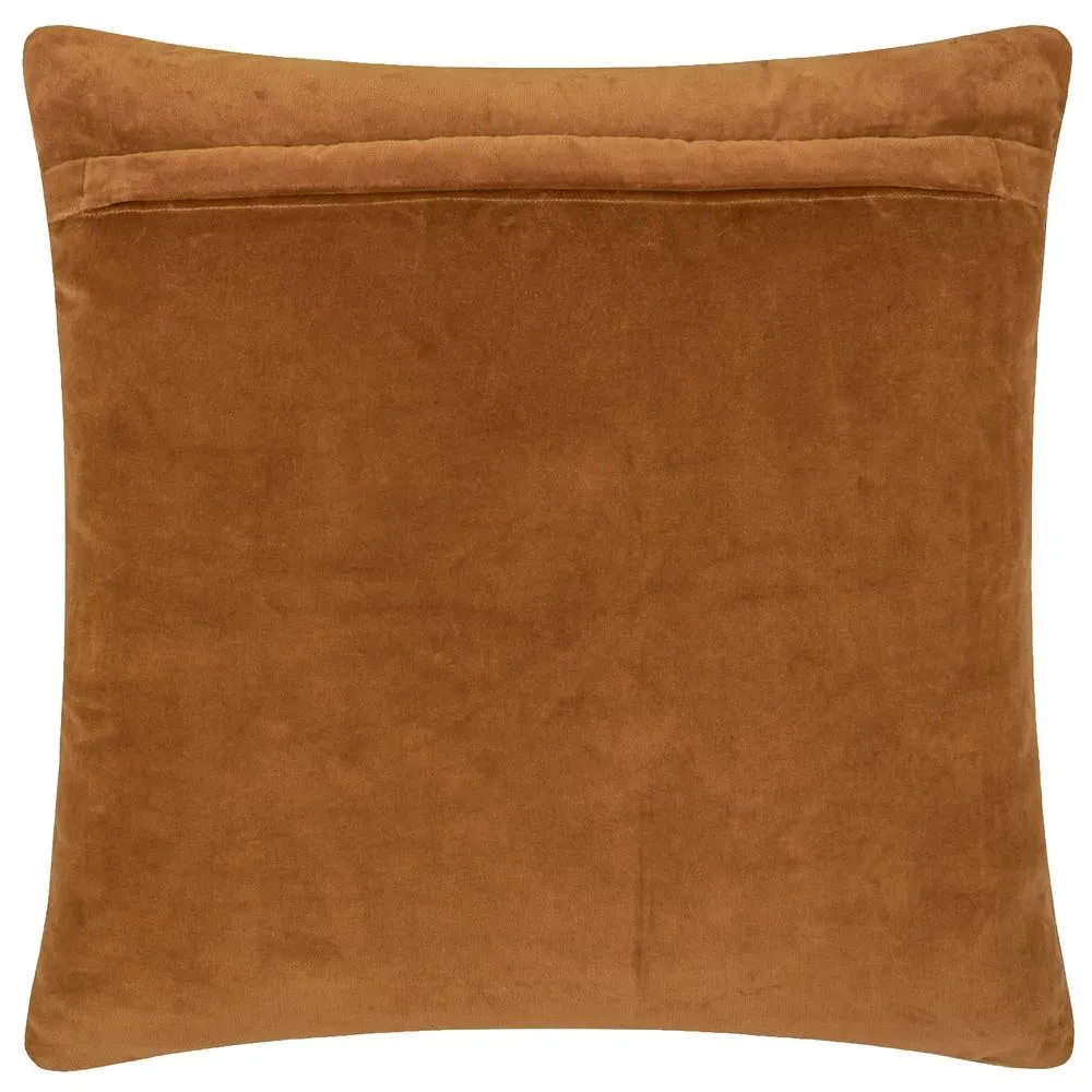 Yard Dales Quilted 100% Cotton Velvet Cushion in Orange 3