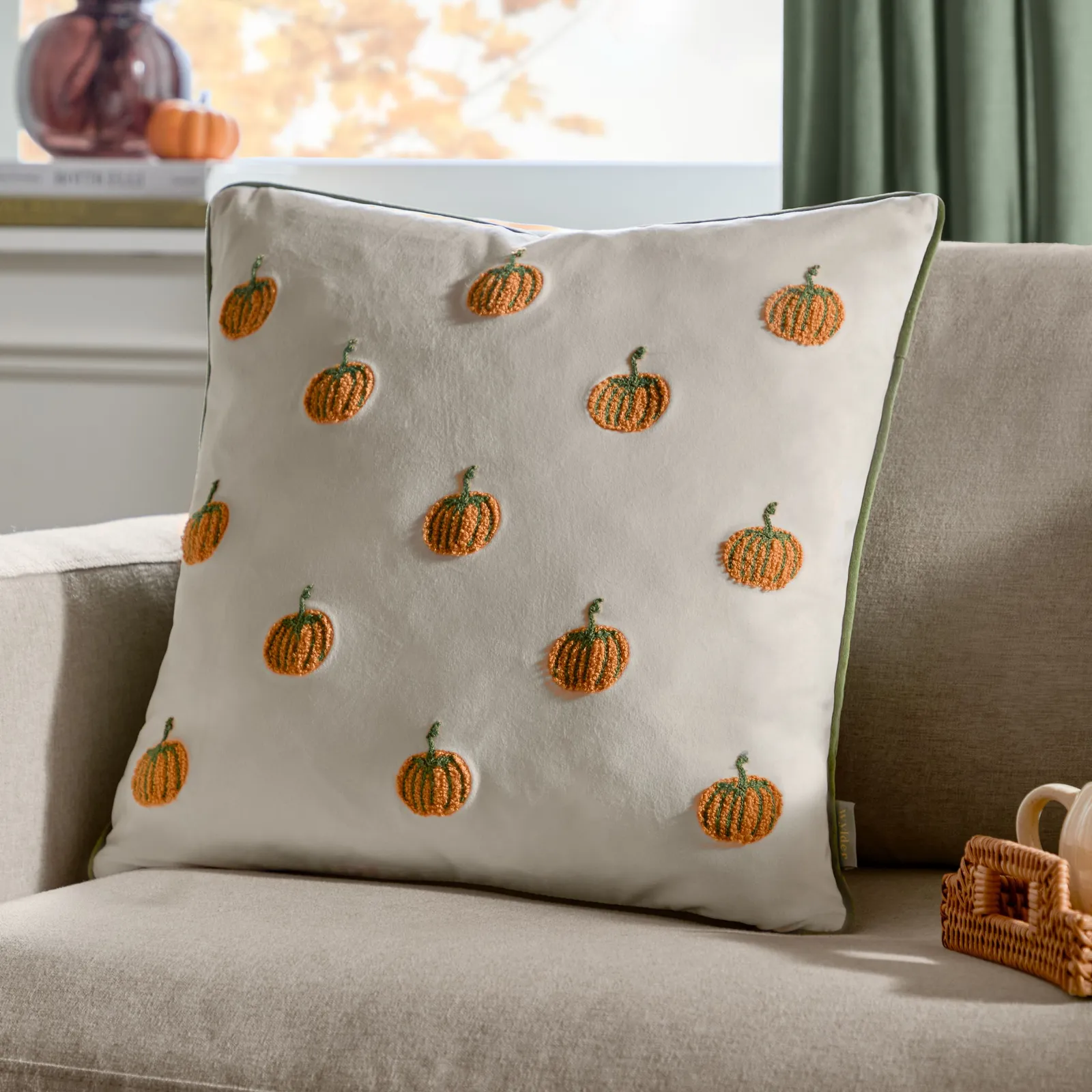 Wylder Pumpkin Spice Piped Velvet Cushion