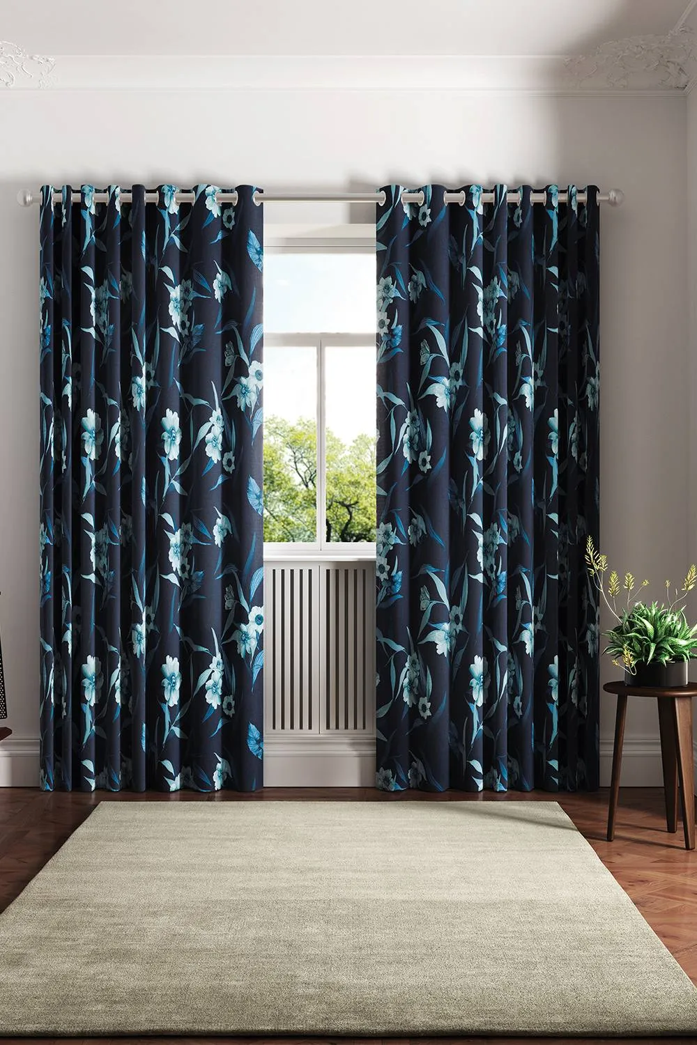 Ted Baker 'Cabana' Cotton Lined Curtains in Navy 4