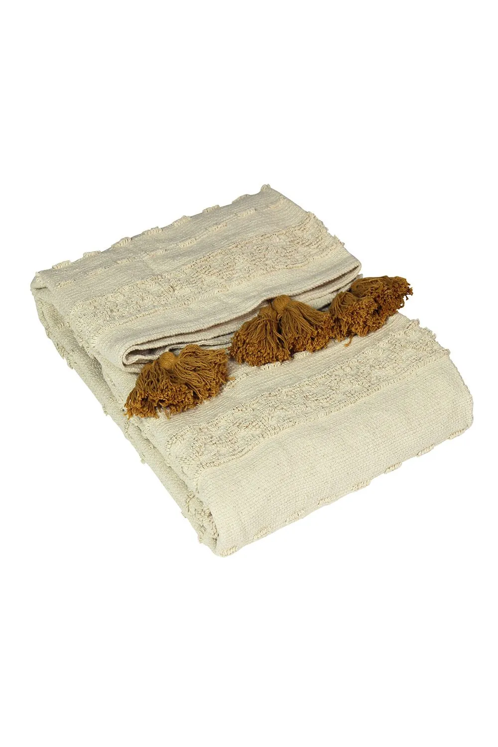 Furn Boho Geometric Cotton Tufted Throw in Yellow
