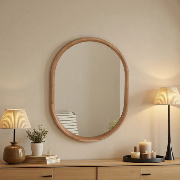 Yearn Solid Oak Oval Wall Mirror