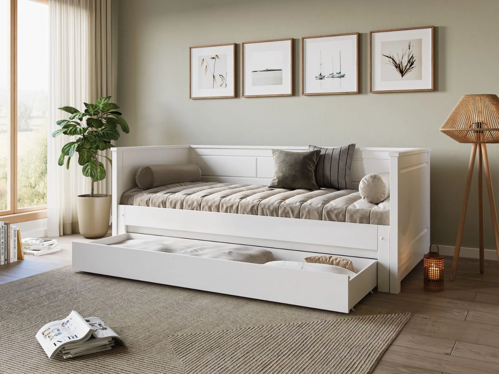 Flair Erika Solid Wood Guest Bed in White 2
