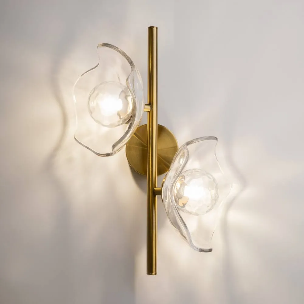 Netlighting Miracle Modern Wall Lamp Brass 2xG9 Glass Shade in Gold 3