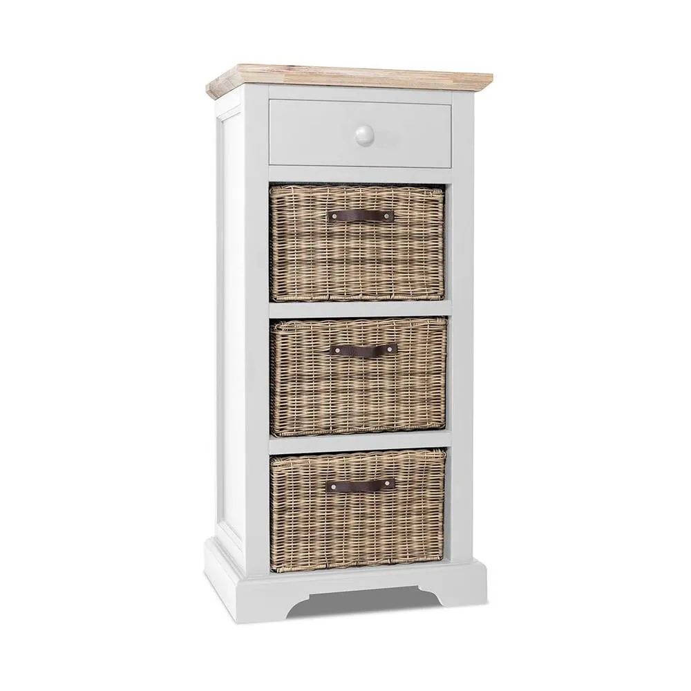 Statement Furniture Florence Tallboy with Drawer & 3 Storage Baskets in White 5