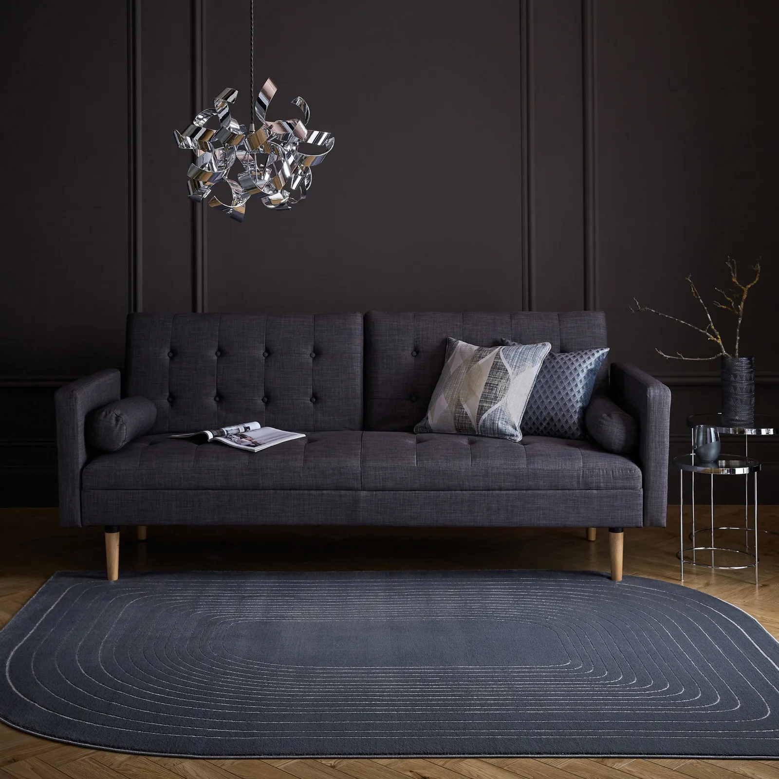 Tobias Shaped Rug Grey
