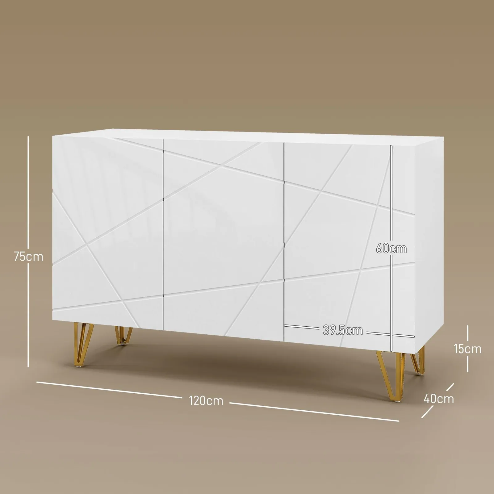 HOMCOM Storage Cabinet, Sideboard with Adjustable Shelf in White 3