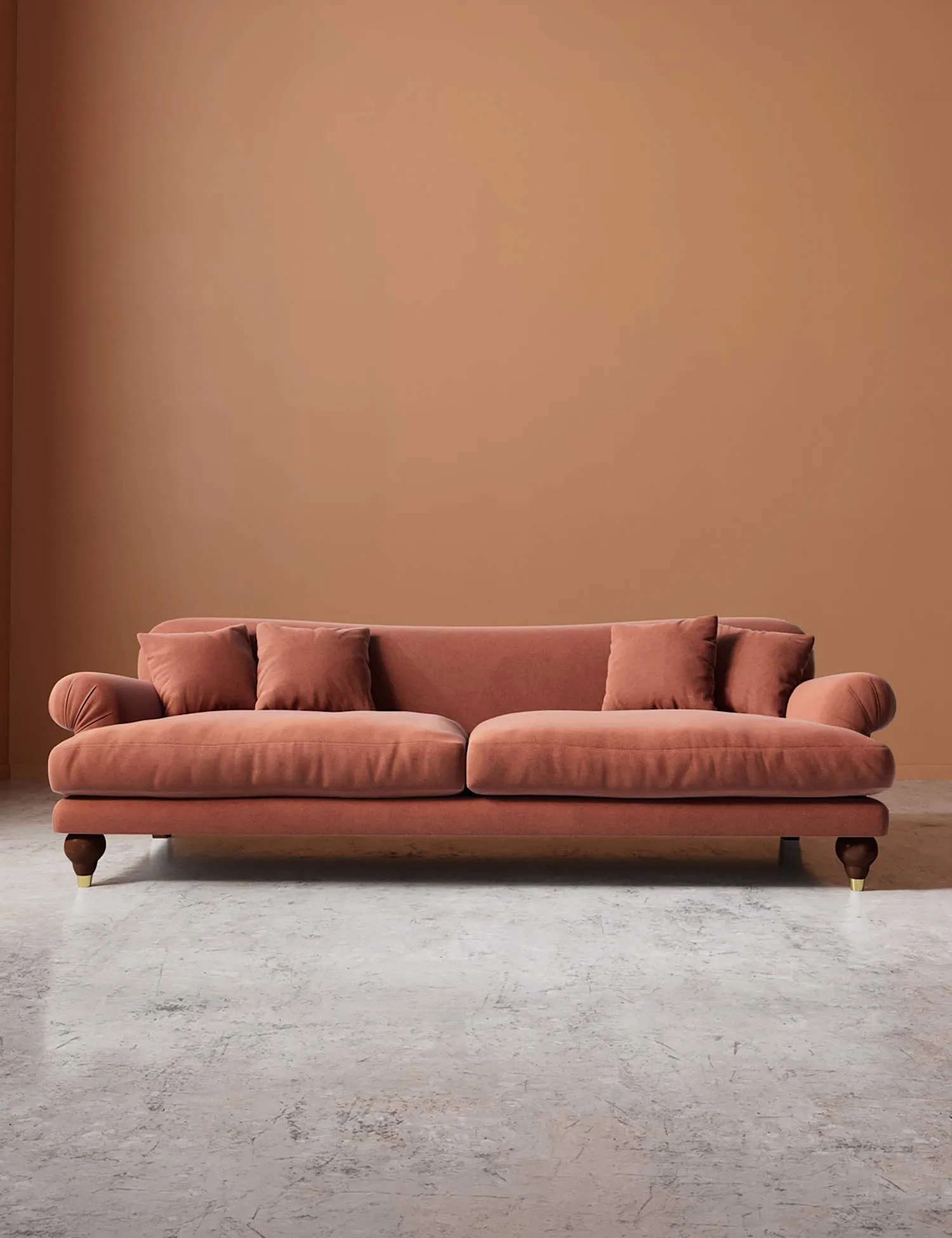 Swoon Willows Easy Velvet 3 Seater Sofa Brown