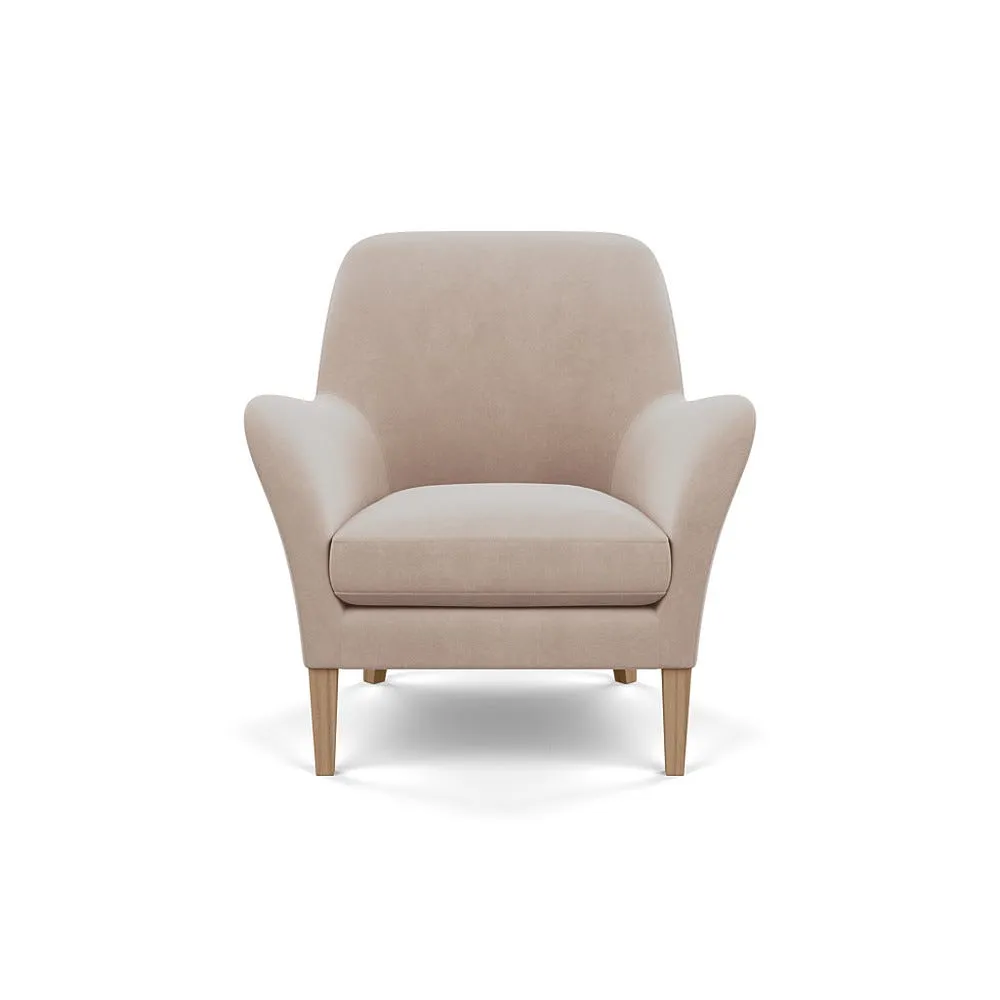 Heal's Wallis Armchair Smart Velvet Pebble Stained Oak Feet 1