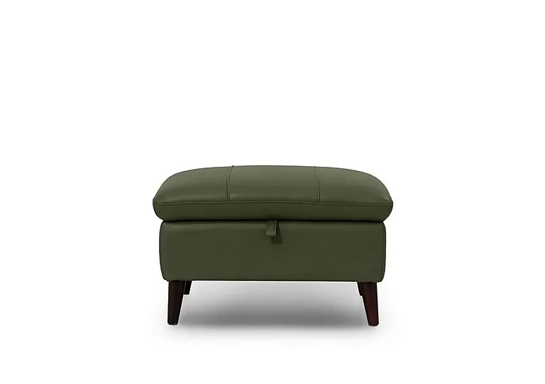 Winner Leather Storage Footstool - Oslo Pine